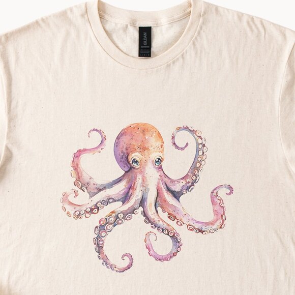 Octopus Graphic Cream T-Shirt - Picture 2 of 6